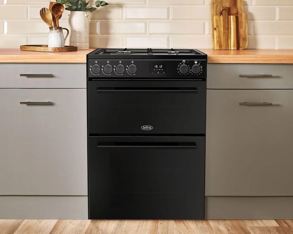 Doppelbackofen Gas-Elektro-Herd 99L 60cm Schwarz