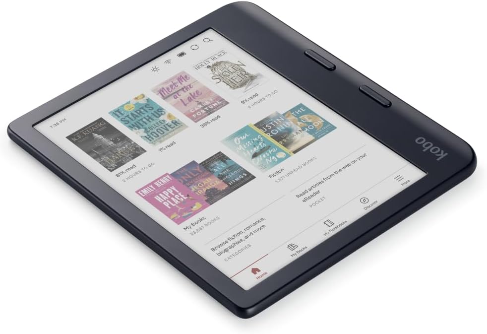 Kobo Libra Color | eReader | 7 Zoll blendfreie Farbe E Ink Kaleido™ 3 Display | Dunkelmodus-Option | Hörbücher | wasserdicht | Schwarz