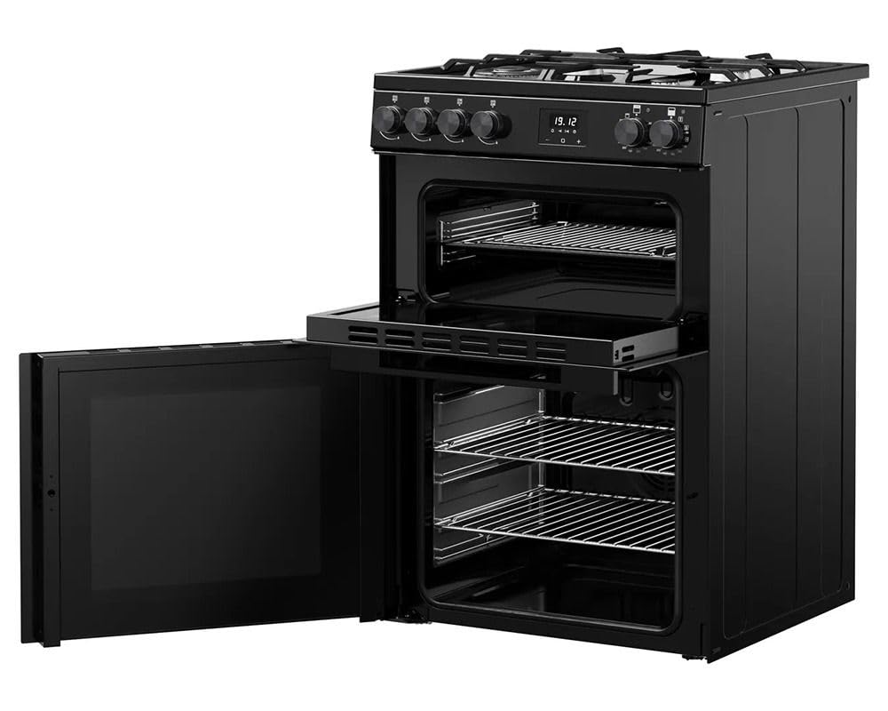 Doppelbackofen Gas-Elektro-Herd 99L 60cm Schwarz