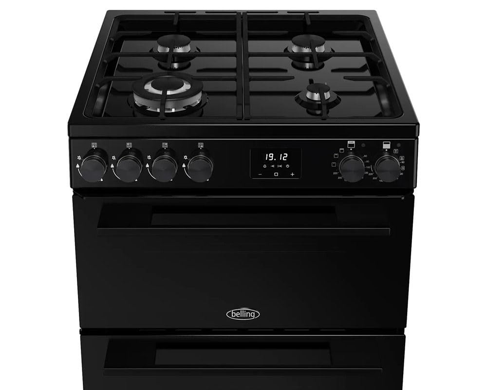Doppelbackofen Gas-Elektro-Herd 99L 60cm Schwarz