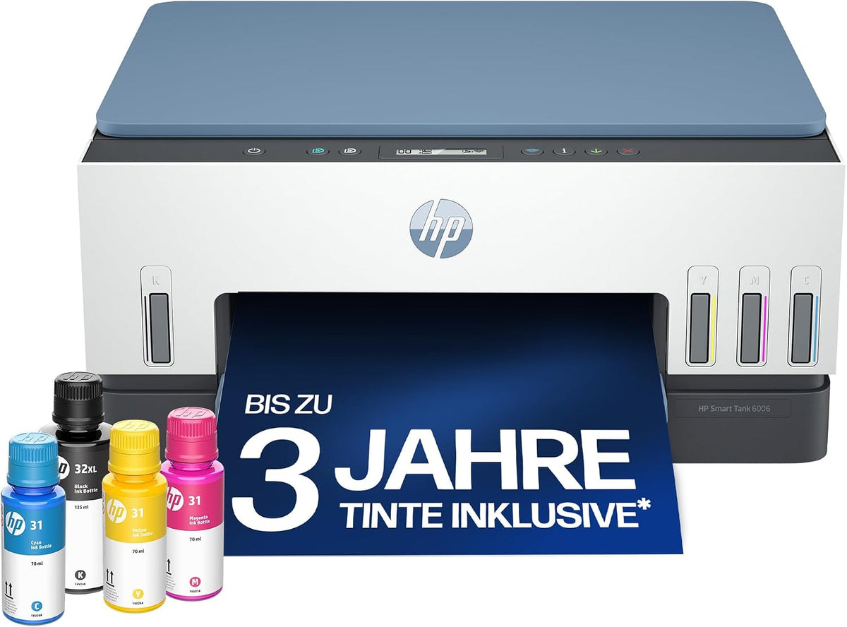 HP Smart Tank 6006 3-in-1 Multifunktionsdrucker (WLAN; Mobiles Drucken) – 3 Jahre Tinte inklusive, 3 Jahre Garantie, großer Tintentank, hohe Reichweite, Drucken in hoher Qualität