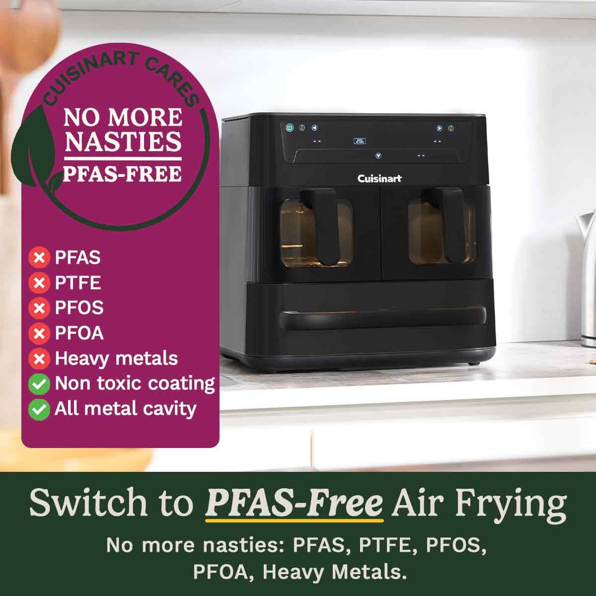 Drei-Zonen-Heißluftfritteuse-Ofen 13,6L 3 Unabhängige Garzonen PFAS-Frei Schwarz