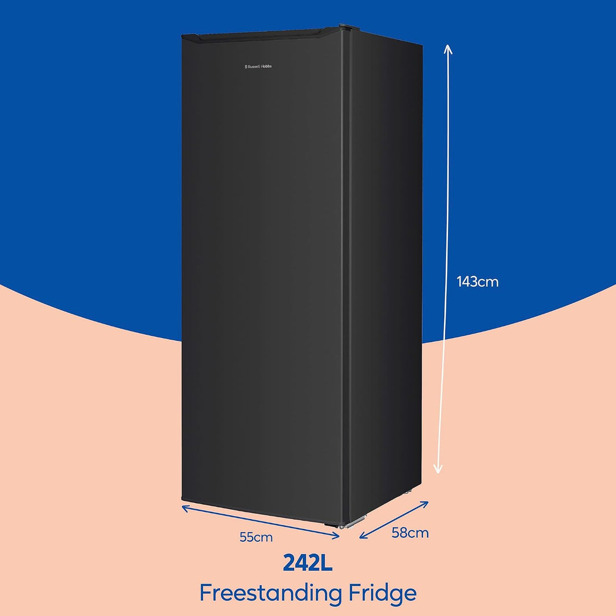 Freistehender Vollraumkühlschrank 242L 55cm 143cm Schwarz
