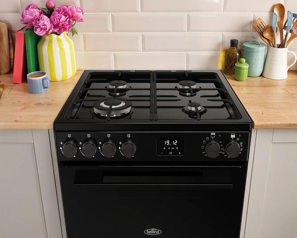 Doppelbackofen Gas-Elektro-Herd 99L 60cm Schwarz