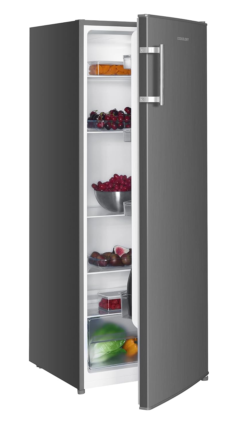 Hoher Freistehender Vollraumkühlschrank 240L 143cm 55cm 5 Ablagen Wechselbarer Türanschlag Inox