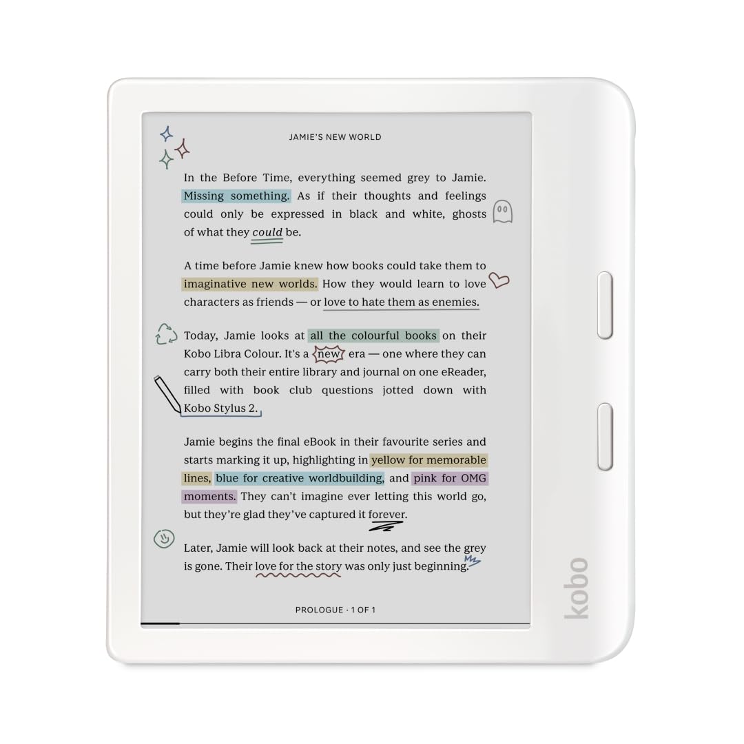 Kobo Libra Color | eReader | 7 Zoll blendfreie Farbe E Ink Kaleido™ 3 Display | Dunkelmodus-Option | Hörbücher | wasserdicht | Schwarz
