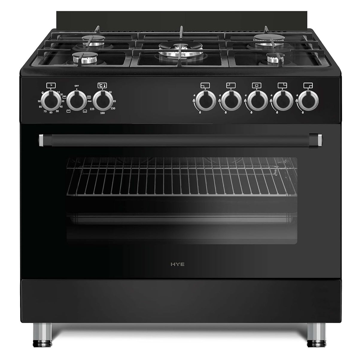 Elektroherd 62L Backofen 4 Kochplatten Freistehend 60cm Mattschwarz