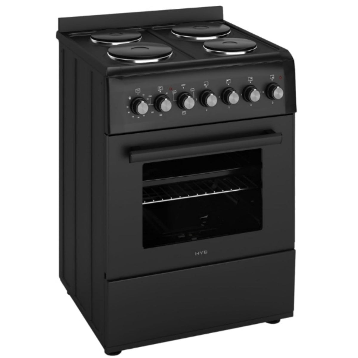 Elektroherd 62L Backofen 4 Kochplatten Freistehend 60cm Mattschwarz