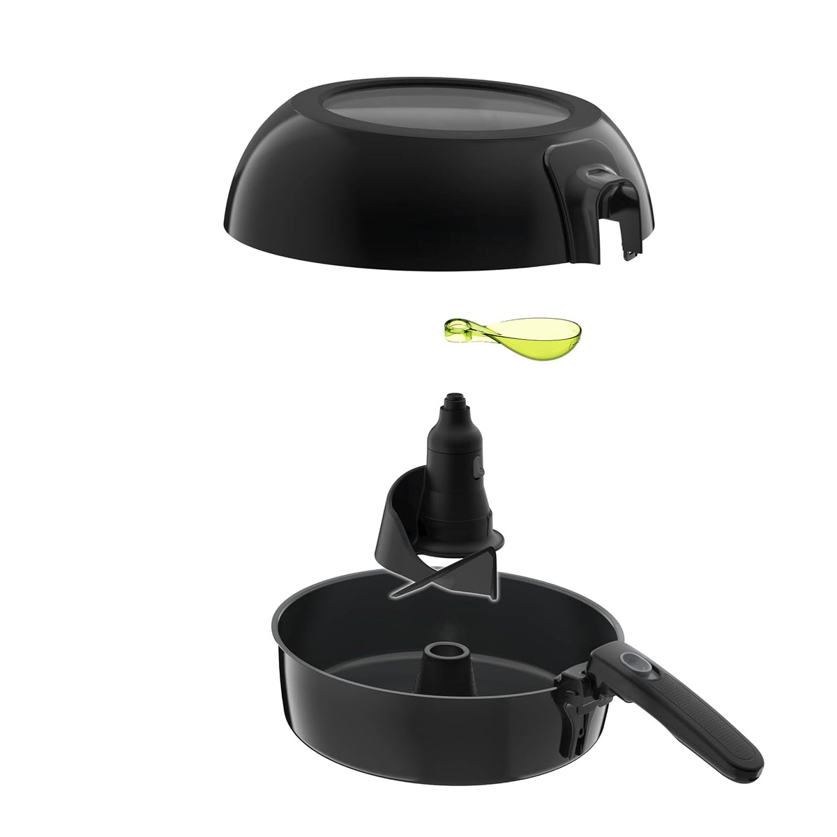 Heißluftfritteuse 1,2kg Fassungsvermögen 1550W 6 Personen Wenig Öl Automatischer Rührarm Schwarz