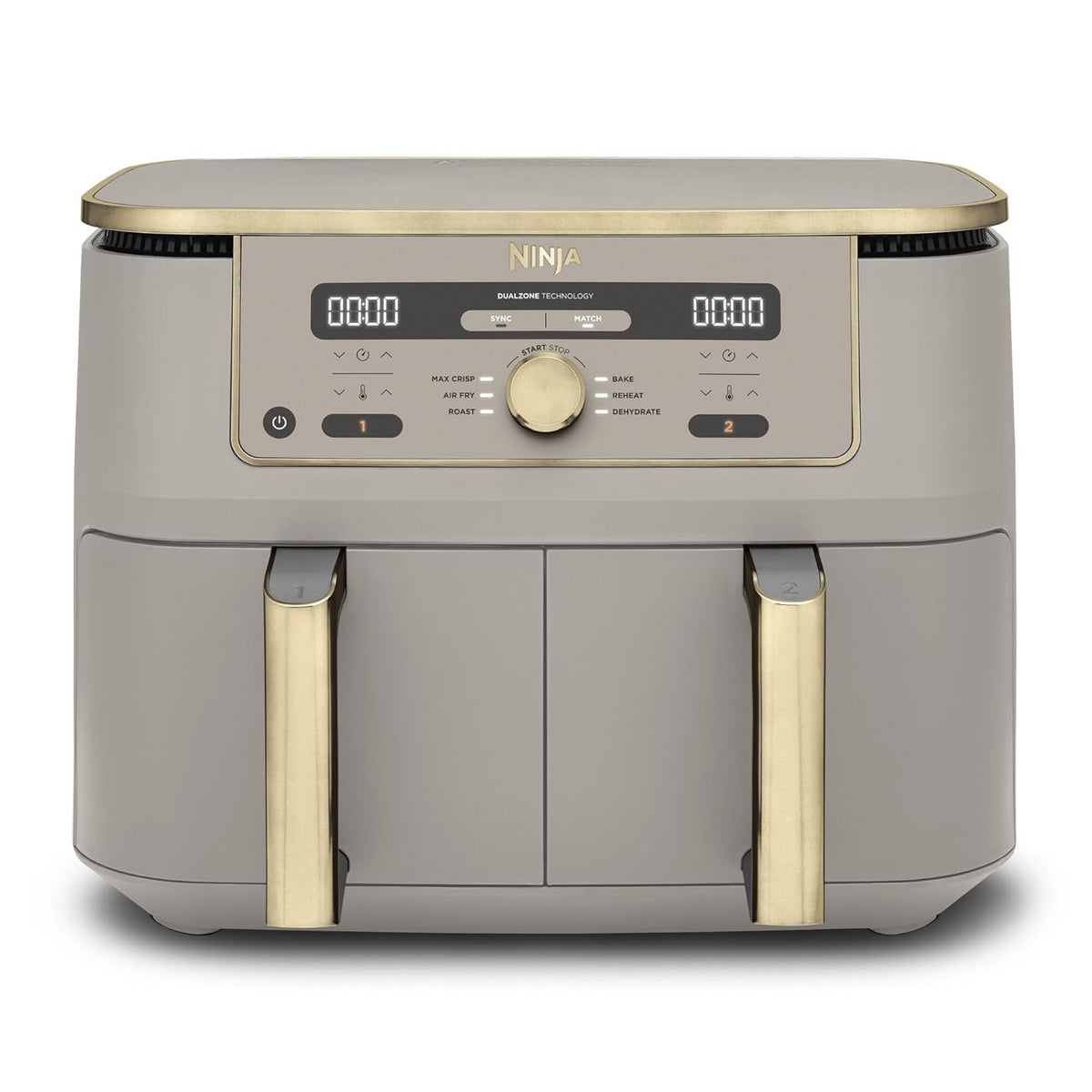 Digitale Zwei-Zonen-Heißluftfritteuse 9,5L 6-in-1 Steingold