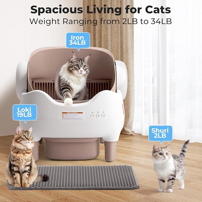 ECO PET SUPPLY Selbstreinigende automatische Katzentoilette mit App-Steuerung - Braun