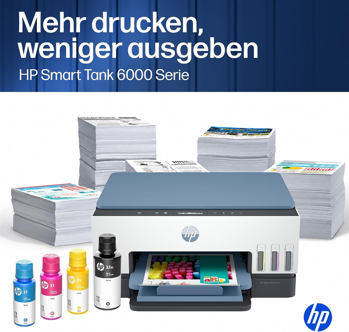 HP Smart Tank 6006 3-in-1 Multifunktionsdrucker (WLAN; Mobiles Drucken) – 3 Jahre Tinte inklusive, 3 Jahre Garantie, großer Tintentank, hohe Reichweite, Drucken in hoher Qualität