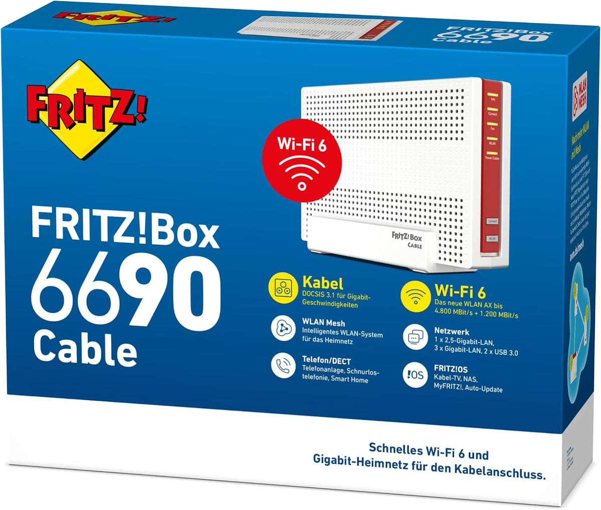 FRITZ!Box 6690 | Router für den Kabel-Anschluss | Wi-Fi 6 bis zu 6 GBit/s