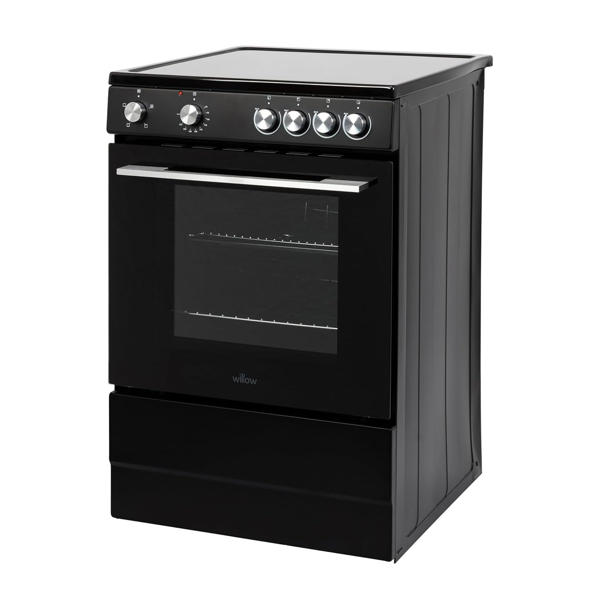 Freistehender Elektroherd Mit Einem Backofen 68L 4 Glaskeramik-Kochzonen Schwarz