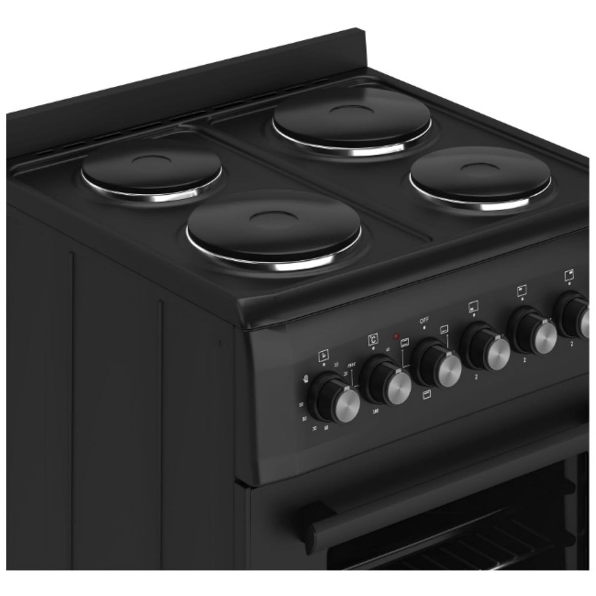 Elektroherd 62L Backofen 4 Kochplatten Freistehend 60cm Mattschwarz
