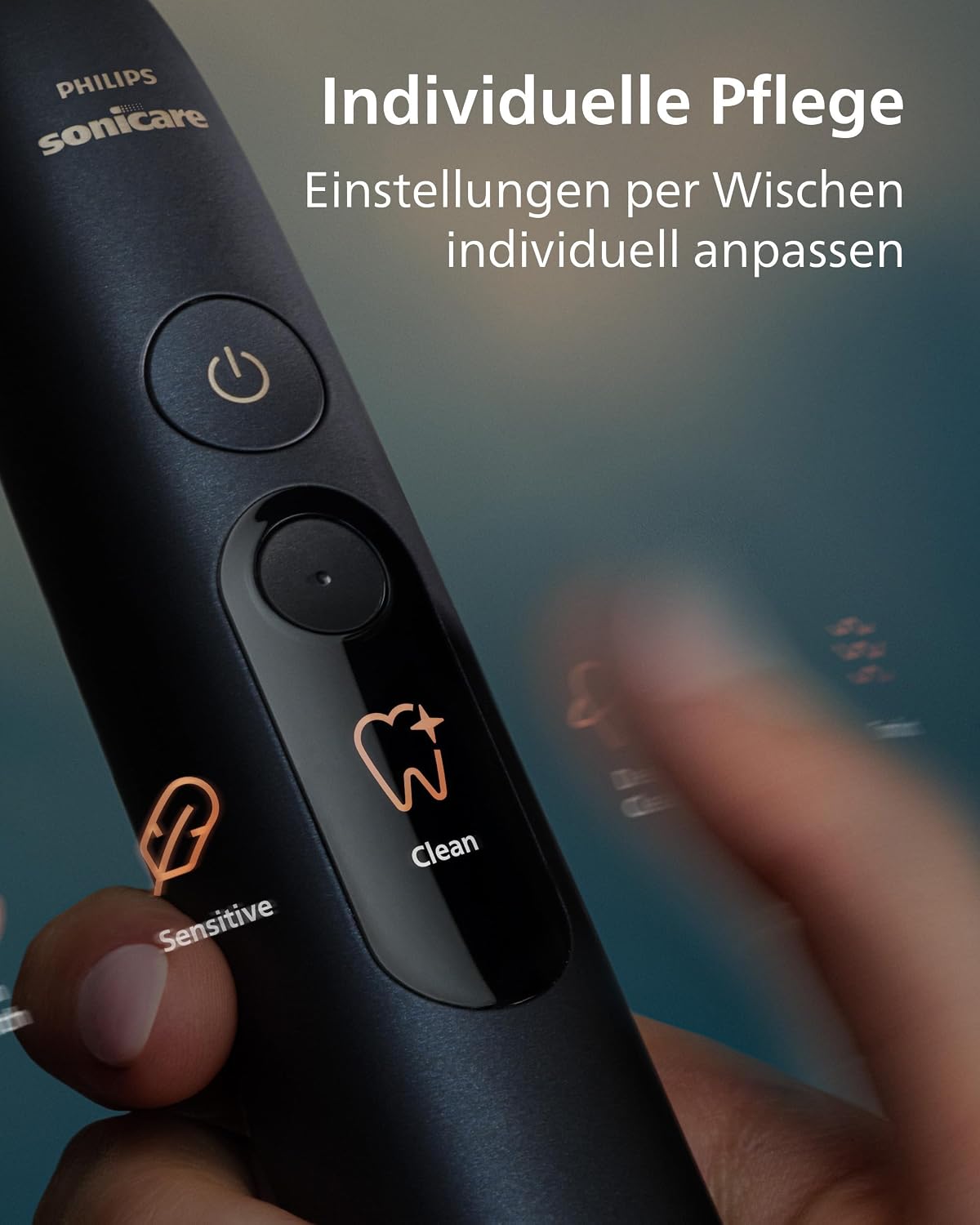 Philips Sonicare Next-Generation DiamondClean 9900 Prestige elektrische Zahnbürste - intelligentes Feedback zur Putzabdeckung, intelligente Andruckkontrolle, 24 Einstellungen, Quarzschwarz, HX9813/92