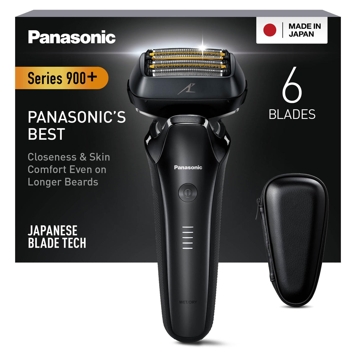 Panasonic Series 900+ ES-LS9A-K803 6-Klingen Nass- & Trockenrasierer für Männer, Elektrorasierer mit Bartdichtensensor und automatischem Reinigungs- und Ladesystem