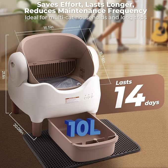 ECO PET SUPPLY Selbstreinigende automatische Katzentoilette mit App-Steuerung - Braun