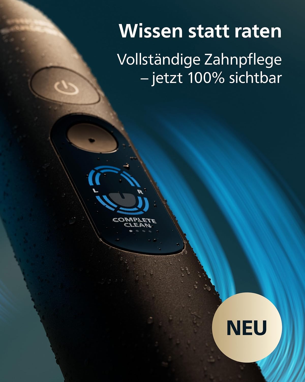 Philips Sonicare Next-Generation DiamondClean 9900 Prestige elektrische Zahnbürste - intelligentes Feedback zur Putzabdeckung, intelligente Andruckkontrolle, 24 Einstellungen, Quarzschwarz, HX9813/92