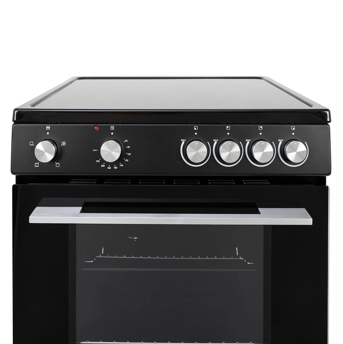Freistehender Elektroherd Mit Einem Backofen 68L 4 Glaskeramik-Kochzonen Schwarz