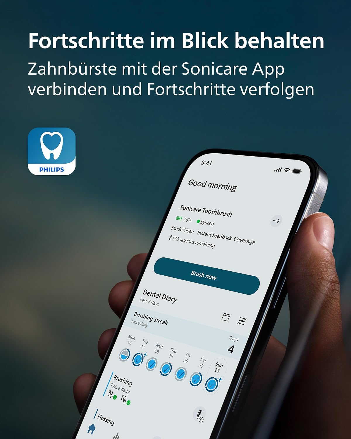 Philips Sonicare Next-Generation DiamondClean 9900 Prestige elektrische Zahnbürste - intelligentes Feedback zur Putzabdeckung, intelligente Andruckkontrolle, 24 Einstellungen, Quarzschwarz, HX9813/92