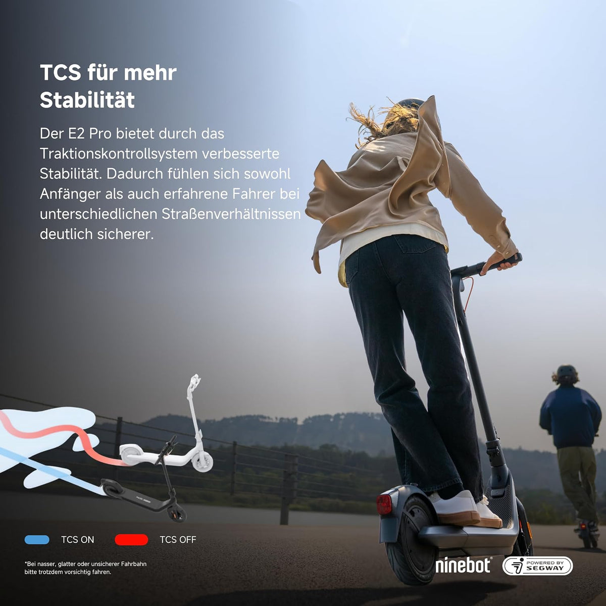 Segway-Ninebot E2 Pro D Adult Road Legal E-Scooter Max 20km/h Speed 35km Range Anti Slip Traction Control System