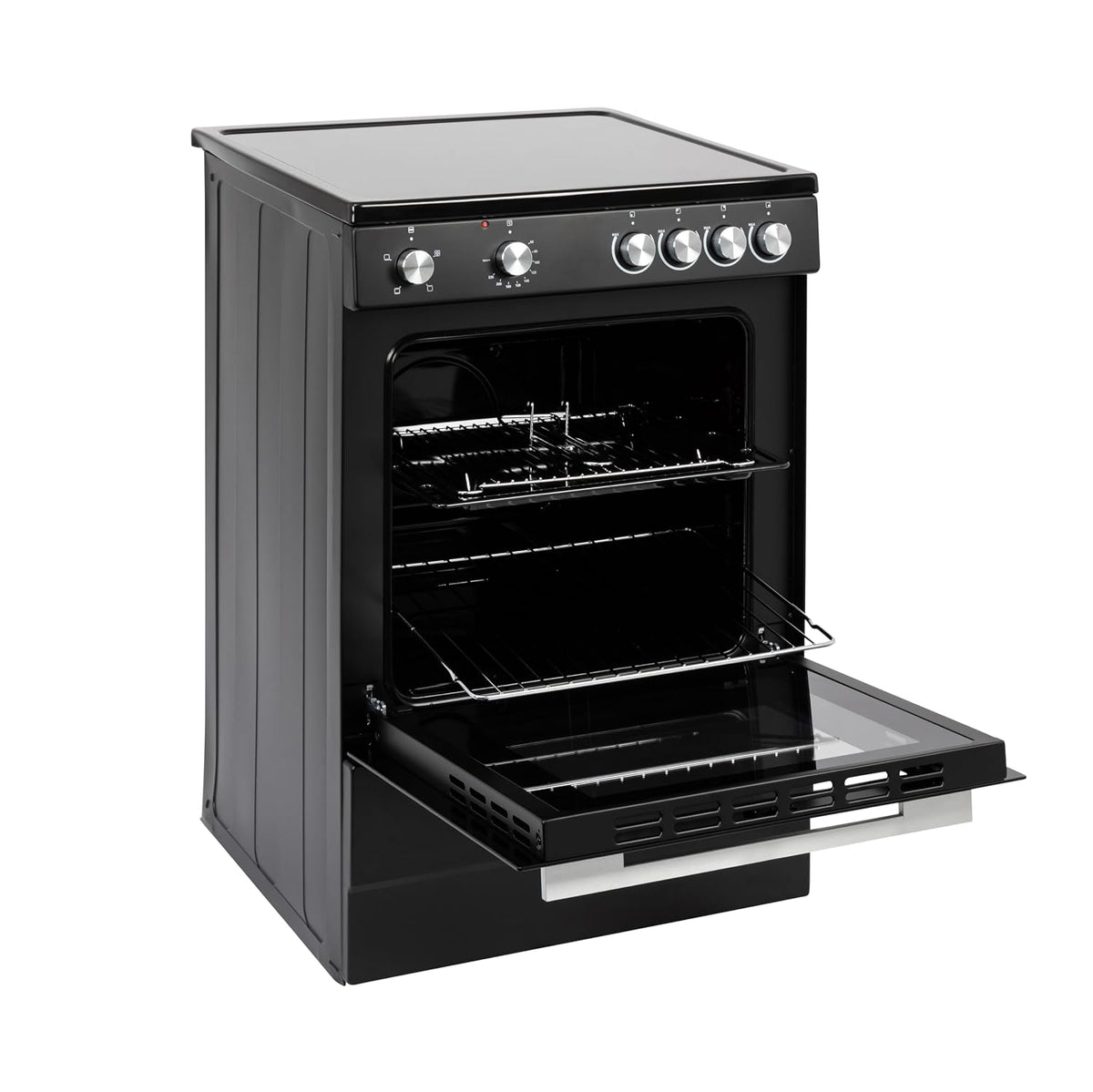 Freistehender Elektroherd Mit Einem Backofen 68L 4 Glaskeramik-Kochzonen Schwarz