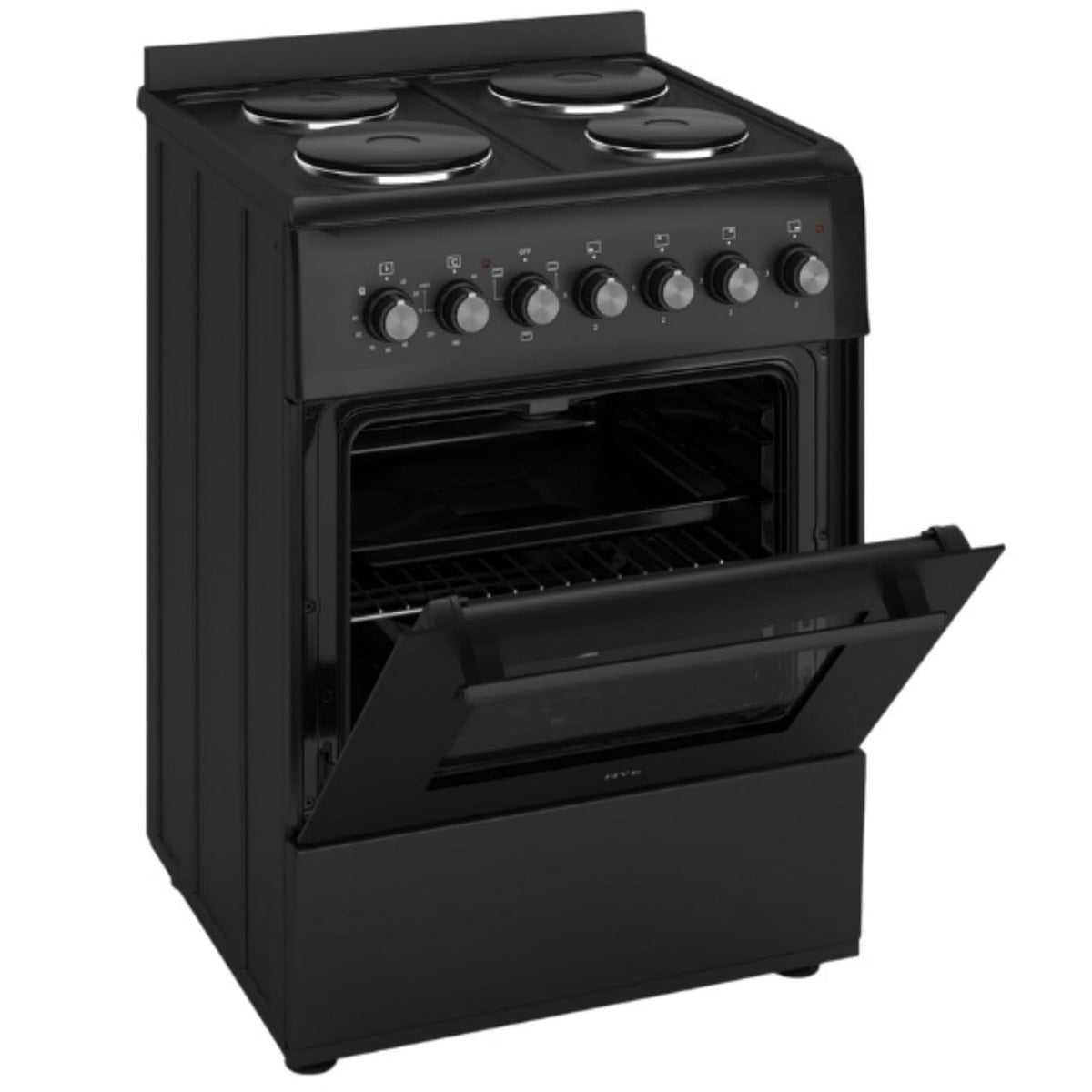 Elektroherd 62L Backofen 4 Kochplatten Freistehend 60cm Mattschwarz