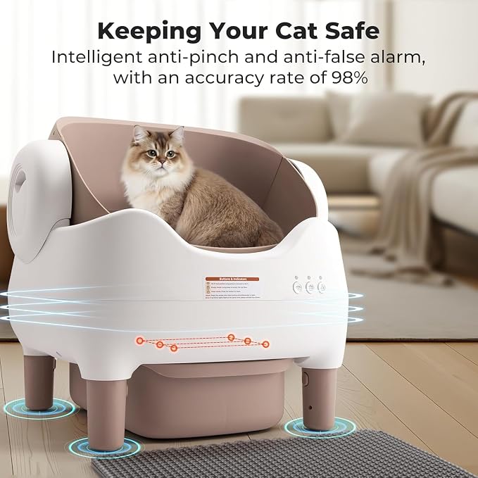 ECO PET SUPPLY Selbstreinigende automatische Katzentoilette mit App-Steuerung - Braun
