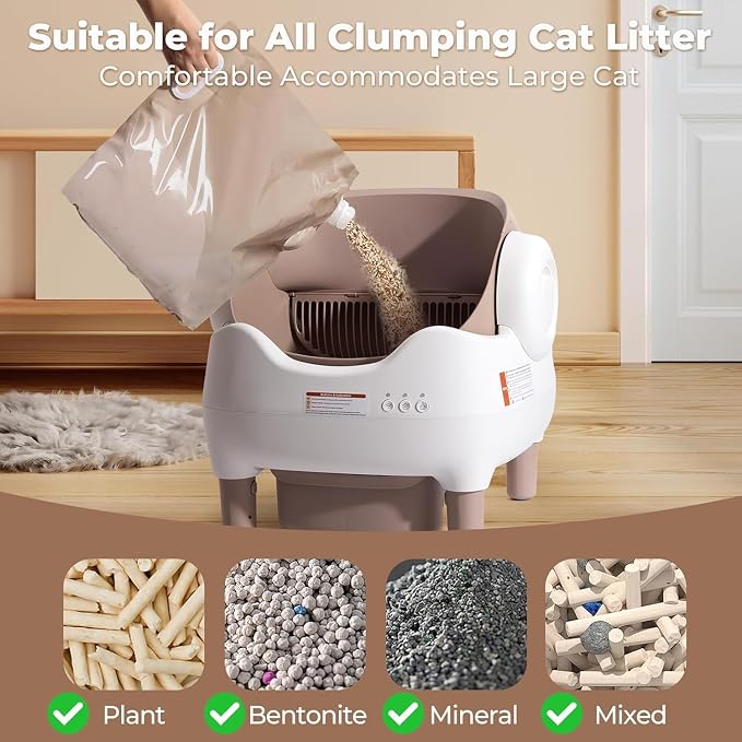 ECO PET SUPPLY Selbstreinigende automatische Katzentoilette mit App-Steuerung - Braun