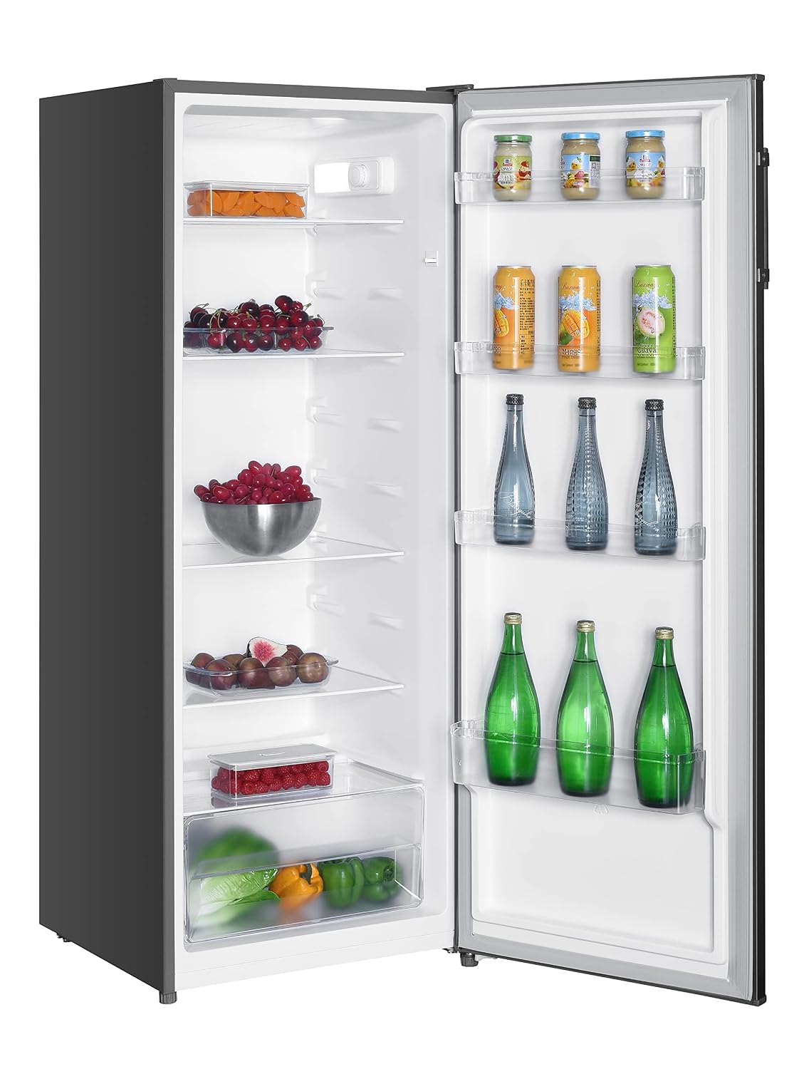 Hoher Freistehender Vollraumkühlschrank 240L 143cm 55cm 5 Ablagen Wechselbarer Türanschlag Inox