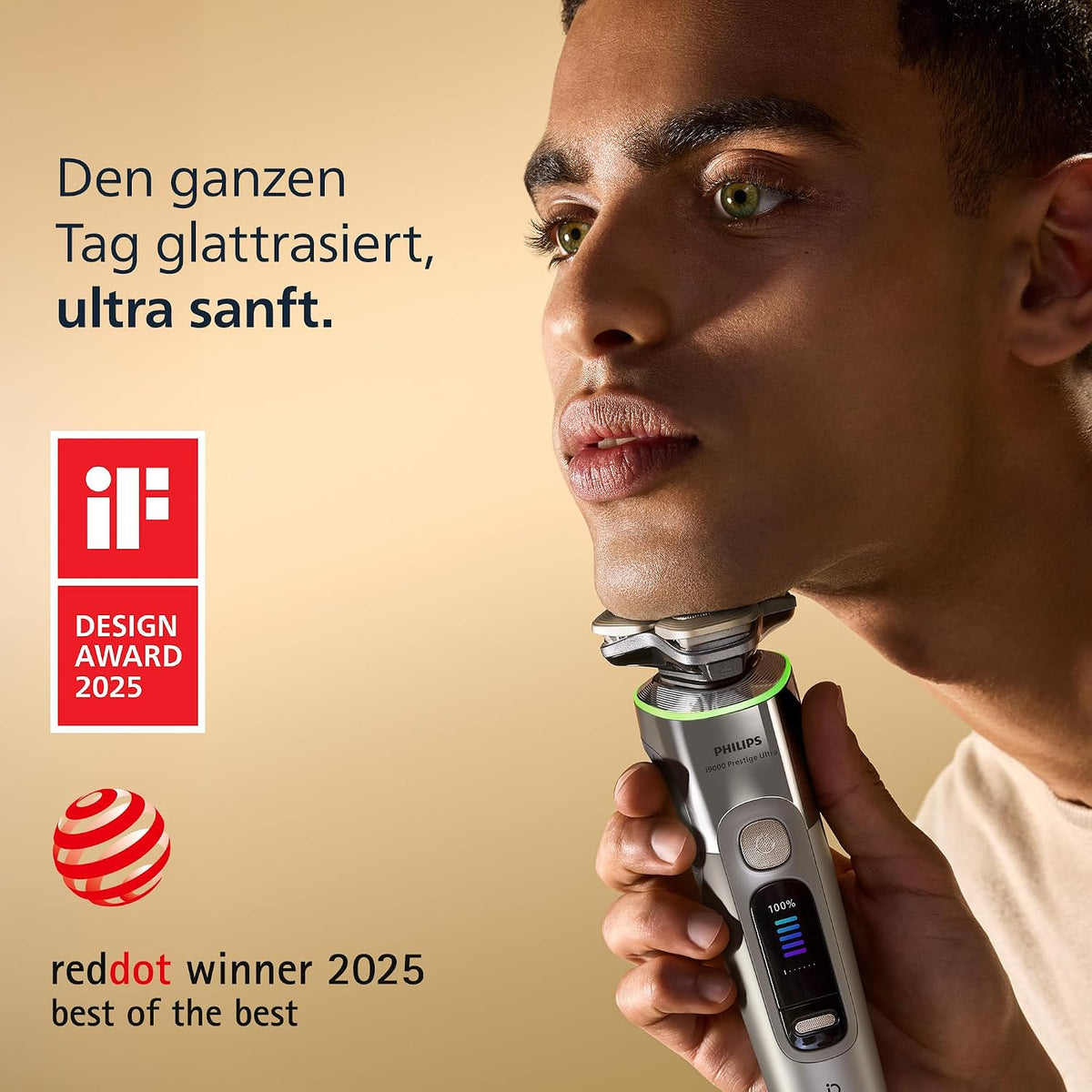 Philips Rasierer i9000 Prestige Ultra für Herren, Nass- und Trockenrasur, chrom, Druck- und Bewegungssensor, 5+1 Bartstyler, Nasenhaartrimmer, Reinigungsstation, Ladestation und Reiseetui (XP9404/38)