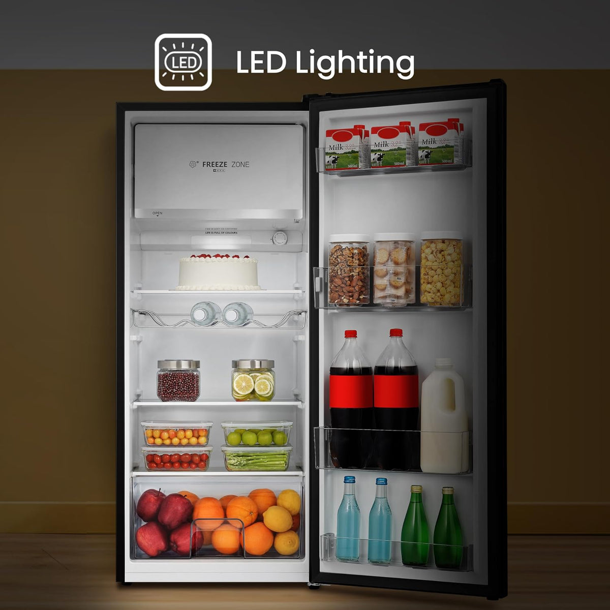 Freistehender Kühlschrank 165L 128cm Automatische Abtauung Weinregal Schwarz