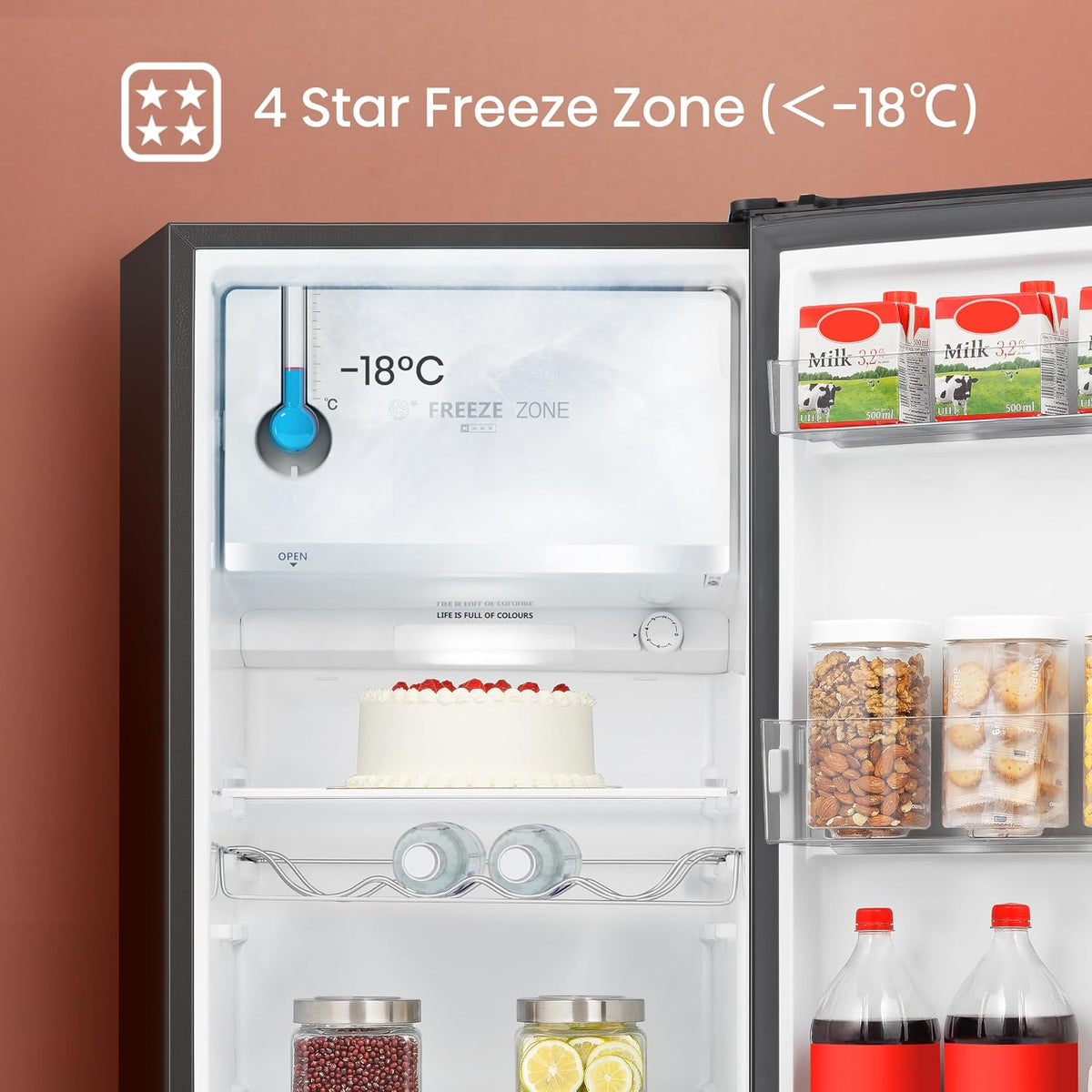 Freistehender Kühlschrank 165L 128cm Automatische Abtauung Weinregal Schwarz