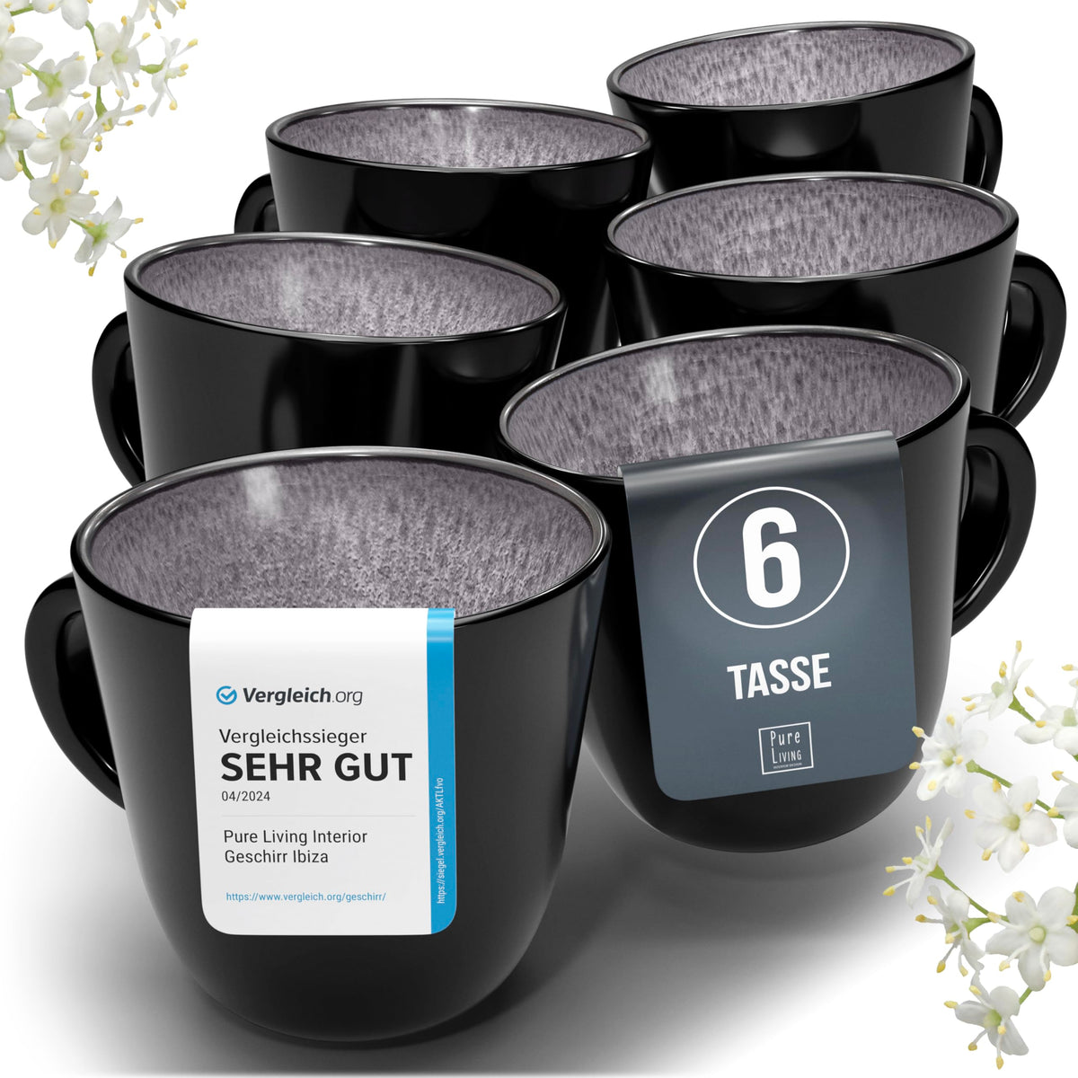 Steingut Geschirrset 12 Personen Ibiza 48 tlg. TESTSIEGER, Traumhaftes Mediterranes Steingut Geschirr Set, Schüssel- und Teller Set, Tafelservice 12 Personen, Geschirrsets Pure Living in Salbeigrün