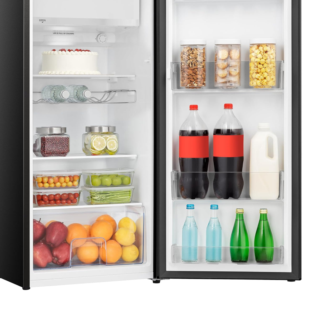 Freistehender Kühlschrank 165L 128cm Automatische Abtauung Weinregal Schwarz
