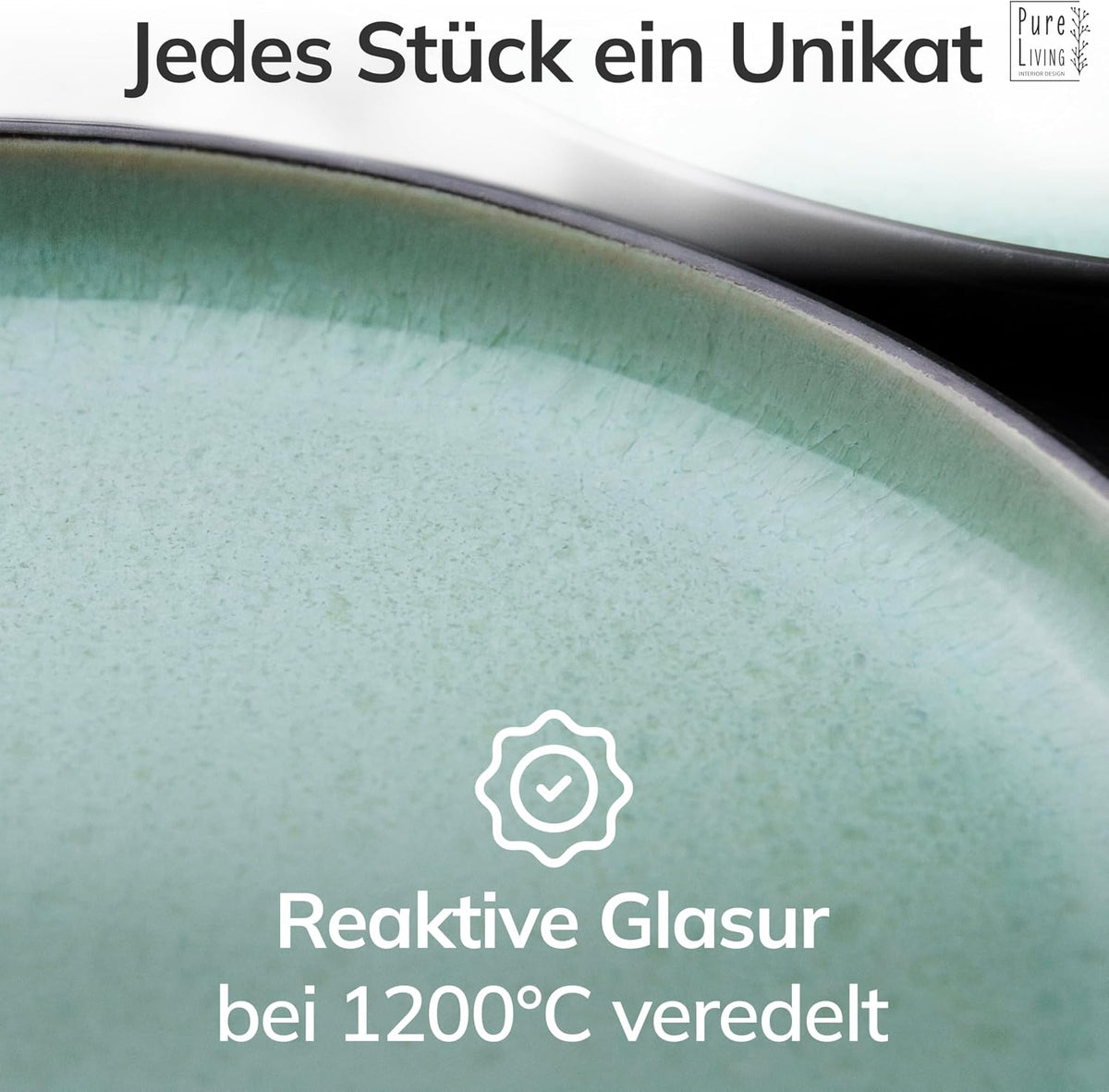Steingut Geschirrset 12 Personen Ibiza 48 tlg. TESTSIEGER, Traumhaftes Mediterranes Steingut Geschirr Set, Schüssel- und Teller Set, Tafelservice 12 Personen, Geschirrsets Pure Living in Salbeigrün