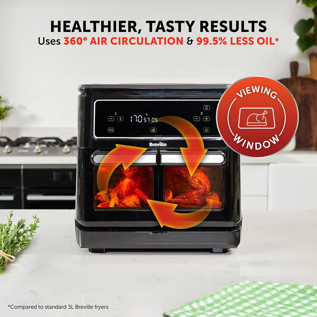 Digitale Zwei-Zonen-Heißluftfritteuse 11L 2400W 10 Programme Schwarz