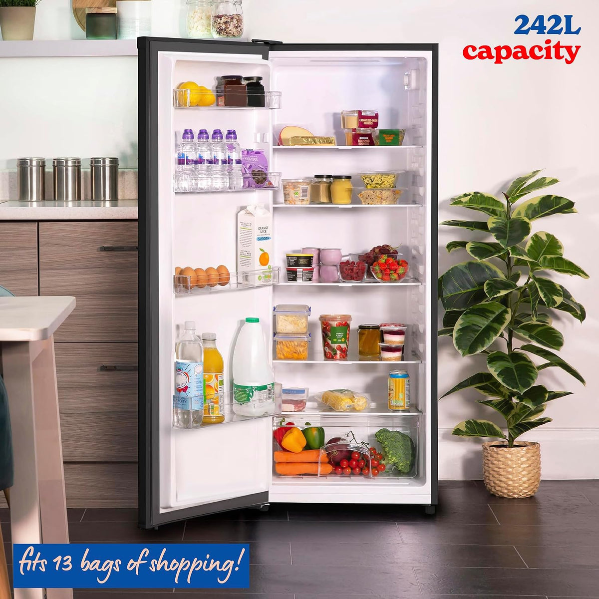 Freistehender Vollraumkühlschrank 242L 55cm 143cm Schwarz