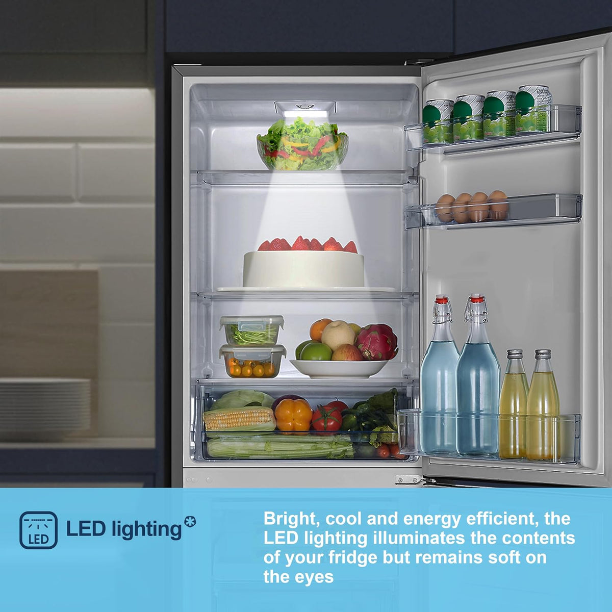 Freistehende Kühl-Gefrierkombination 252L 50/50 No Frost LED Silber