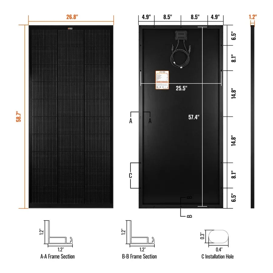 Rich Solar MEGA 200 | 200 Watt Solarmodul Onyx Schwarz